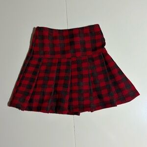 Beautees Girls Red & Black Plaid Pleated Skirt with Buckle - Size 6